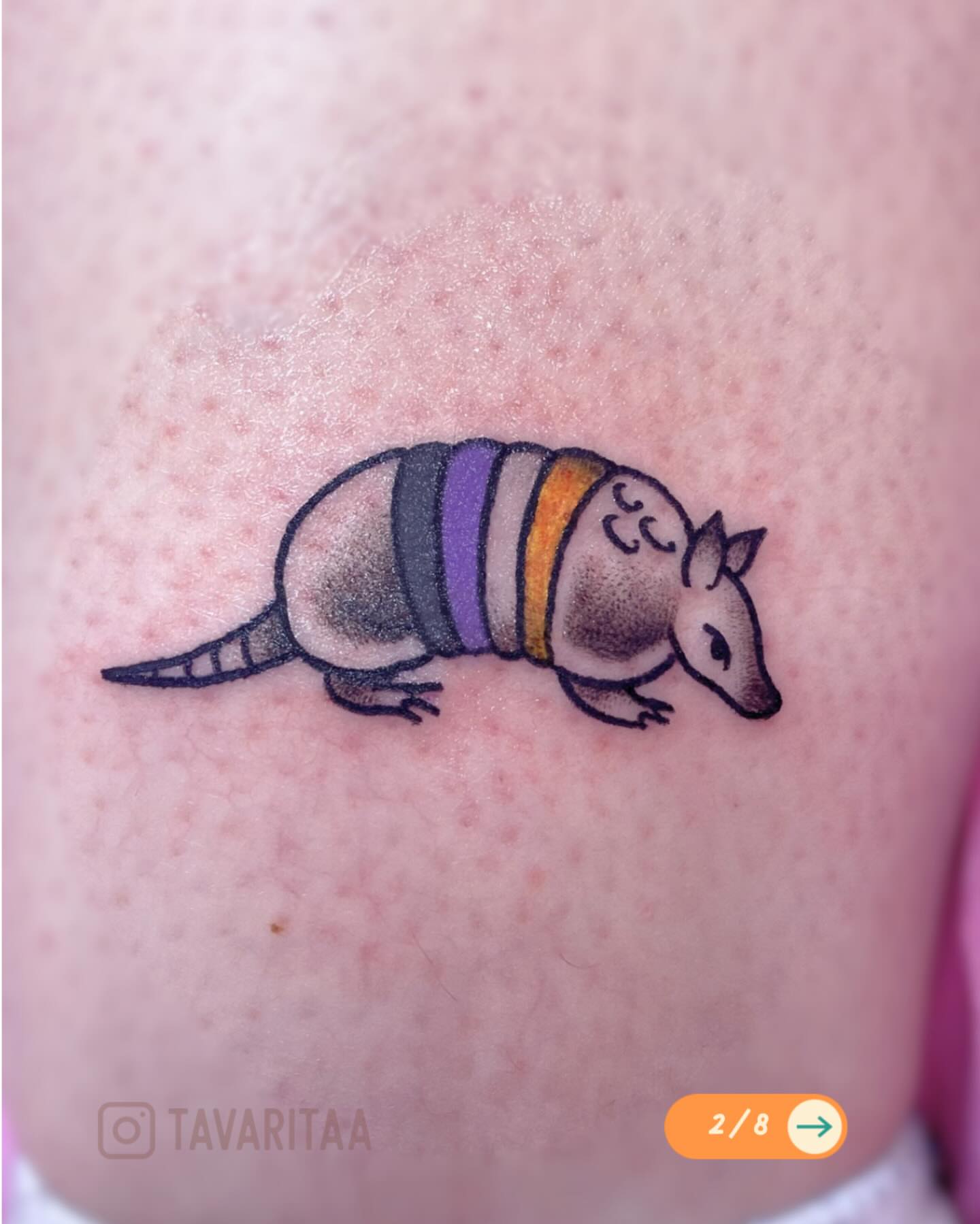 Armadillo dotwork tattoo on the forearm by Tavarita