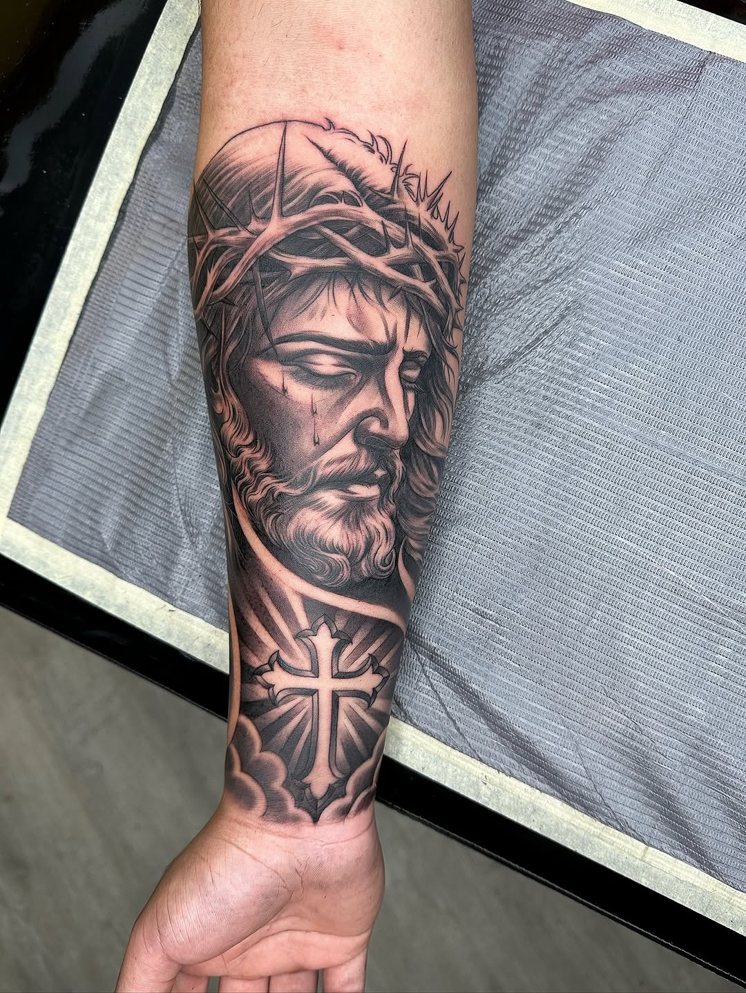 Tattoo by @allbluehundreds — realism, black_and_grey