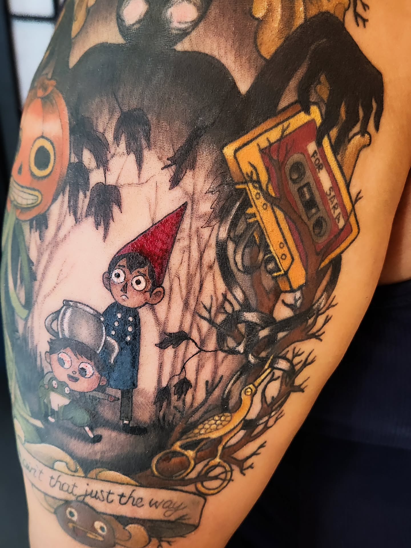 Overworld anime tattoo on the upper arm by Amanda Boyd - Duh!