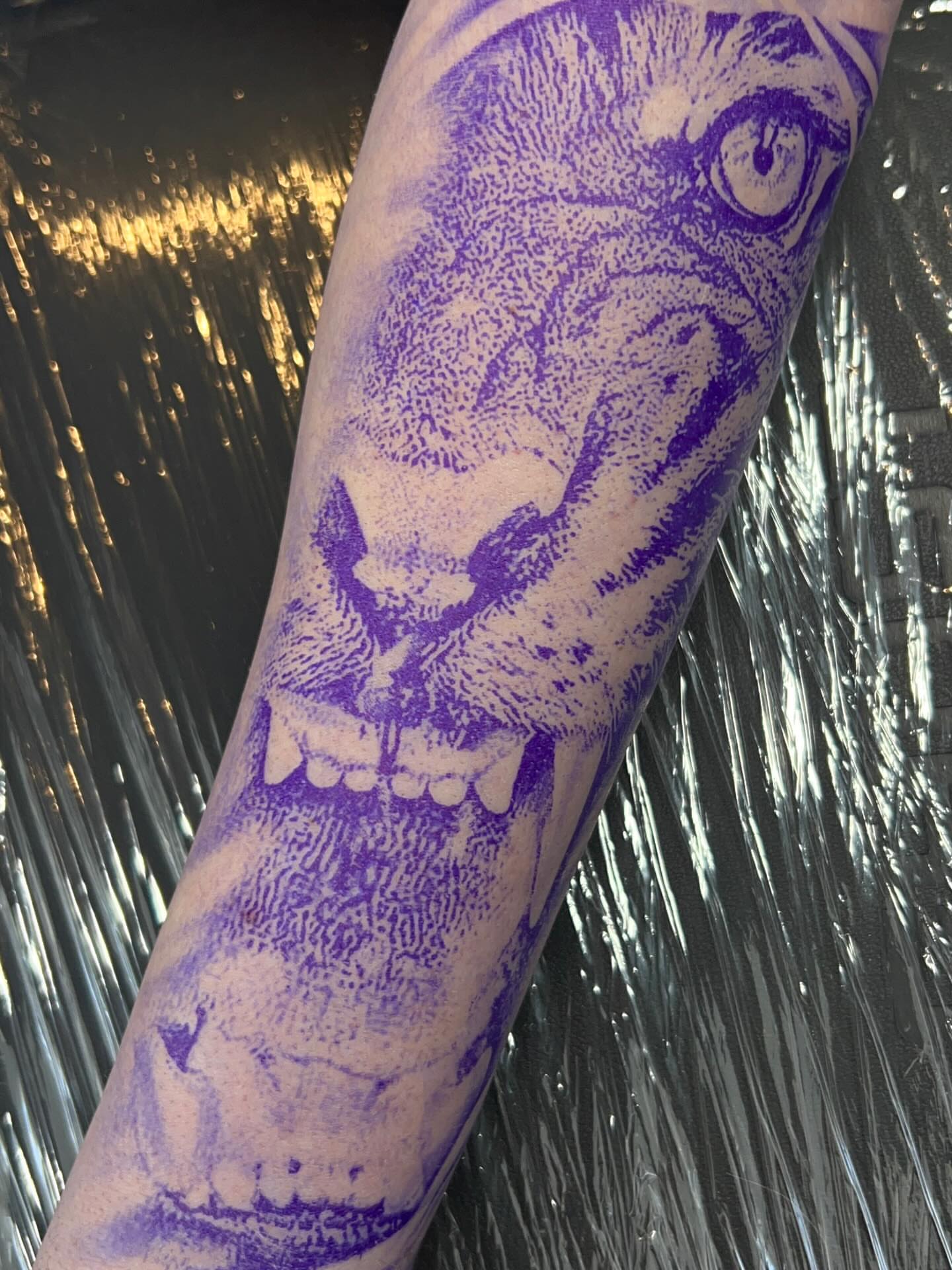 Skull dotwork tattoo on the forearm by Joey-tattoo Artist
