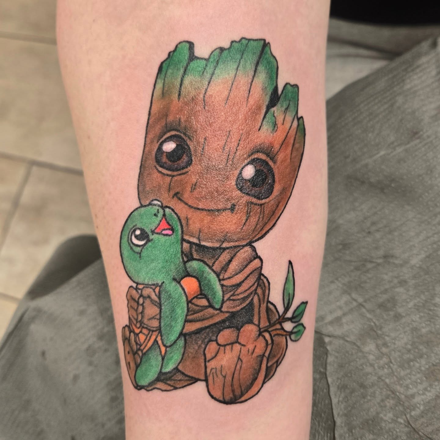 Groot holding a bird dotwork tattoo on the forearm by Jose G. Rubio Tattoo Artist πΊπ²ππ¨π¦