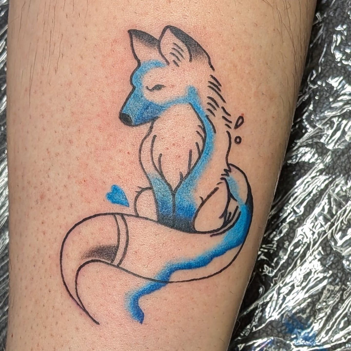 Fox dotwork tattoo on the forearm by Kam