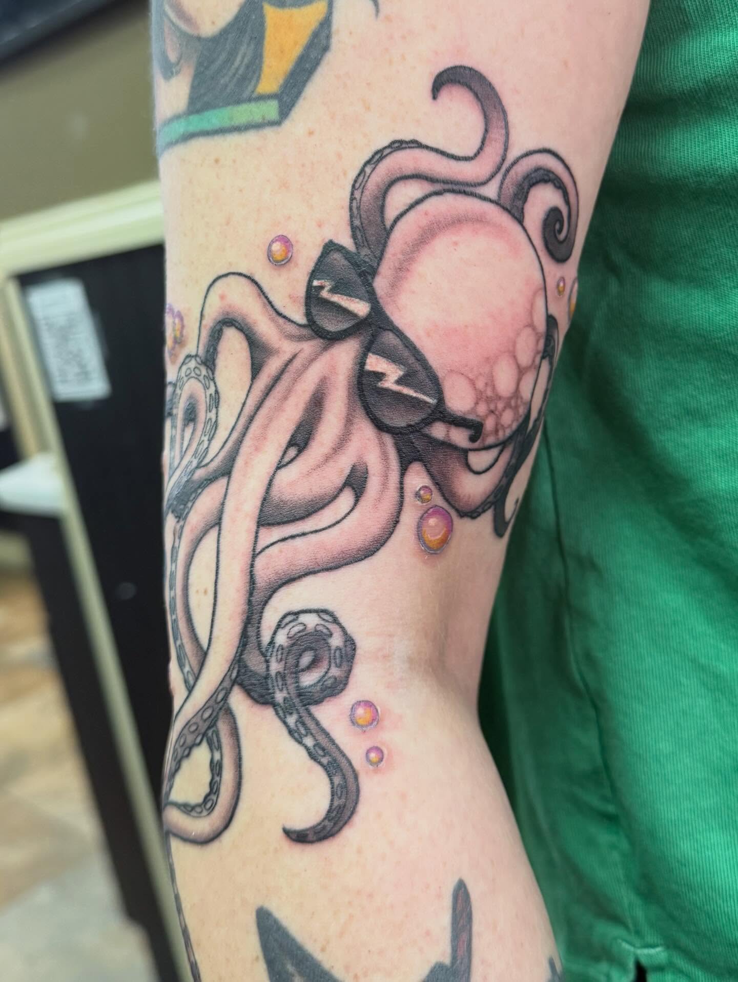 Octopus new school tattoo on the forearm by Liz Glitz - Philadelphia Tattoo Artist