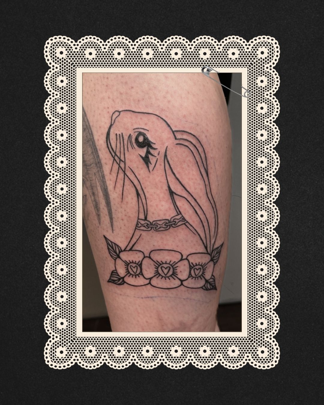 Bunny with chain anime tattoo on the forearm by Bella - Austin Tattoo Artist ₓ˚. ୭