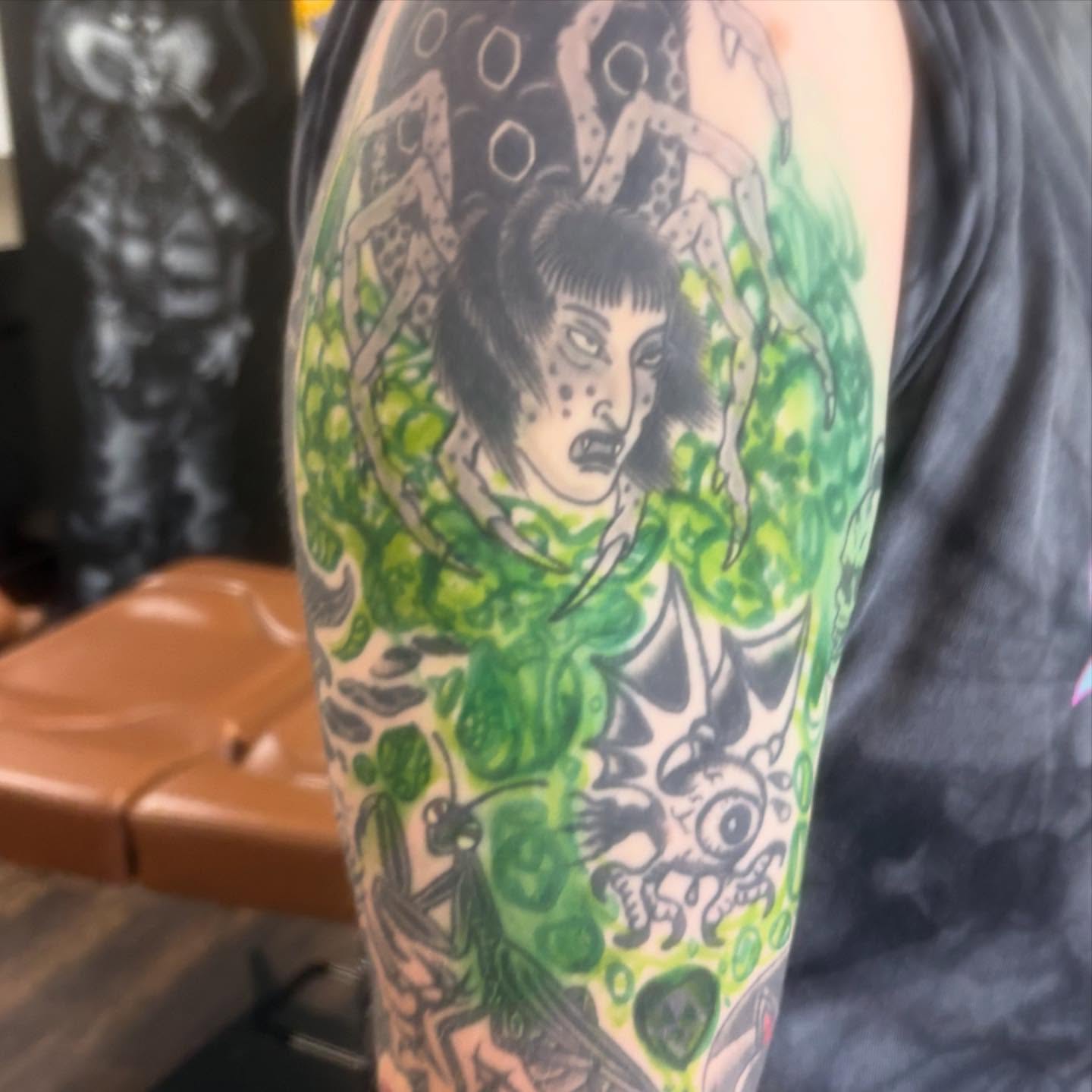 Tattoo by @fried_world — japanese_irezumi, dotwork
