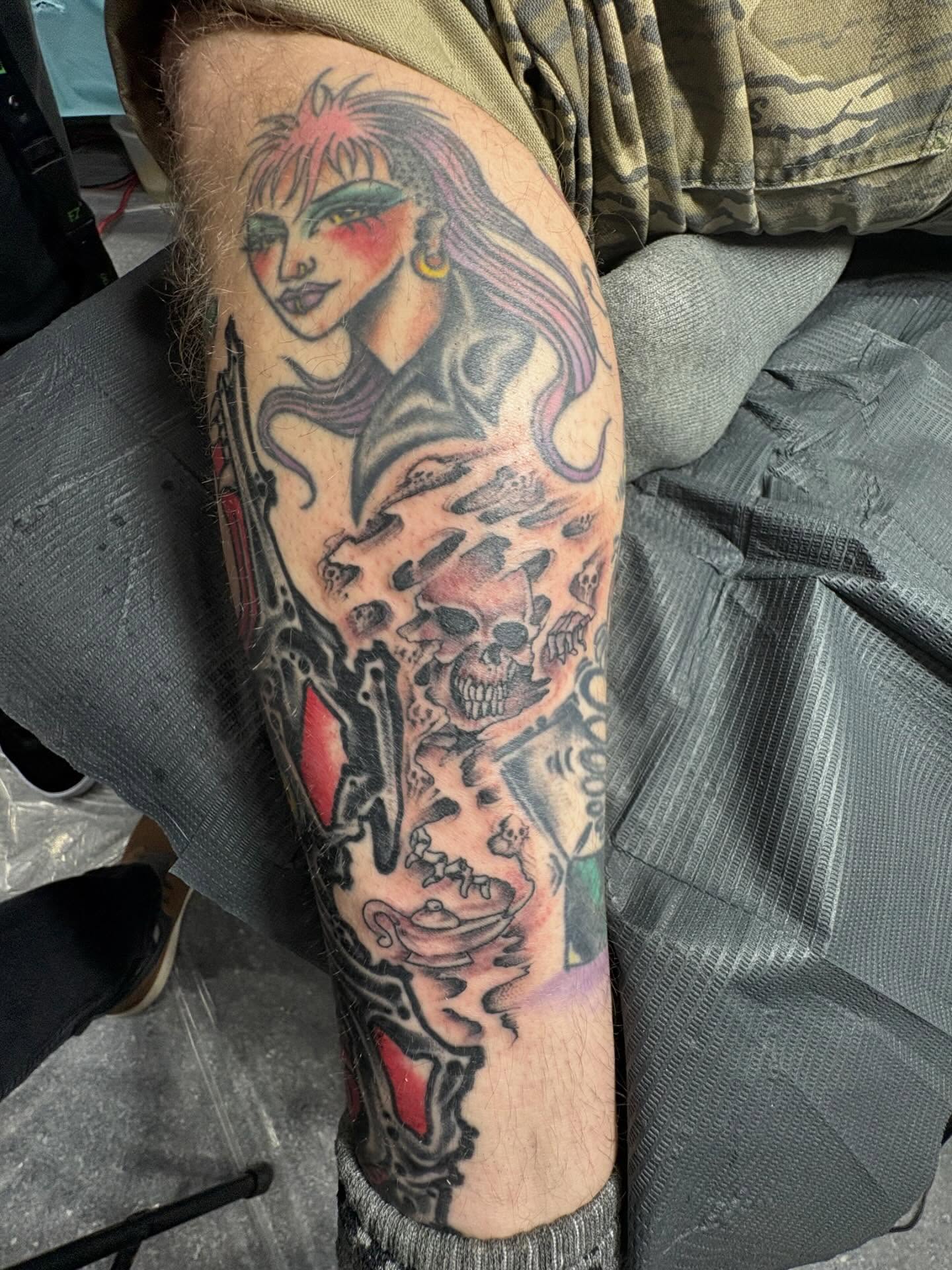 Tattoo by @crazysteviewells — american_traditional, dotwork