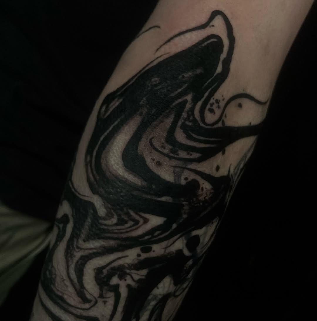 Tattoo by @baptism_black โ blackwork, trash_polka