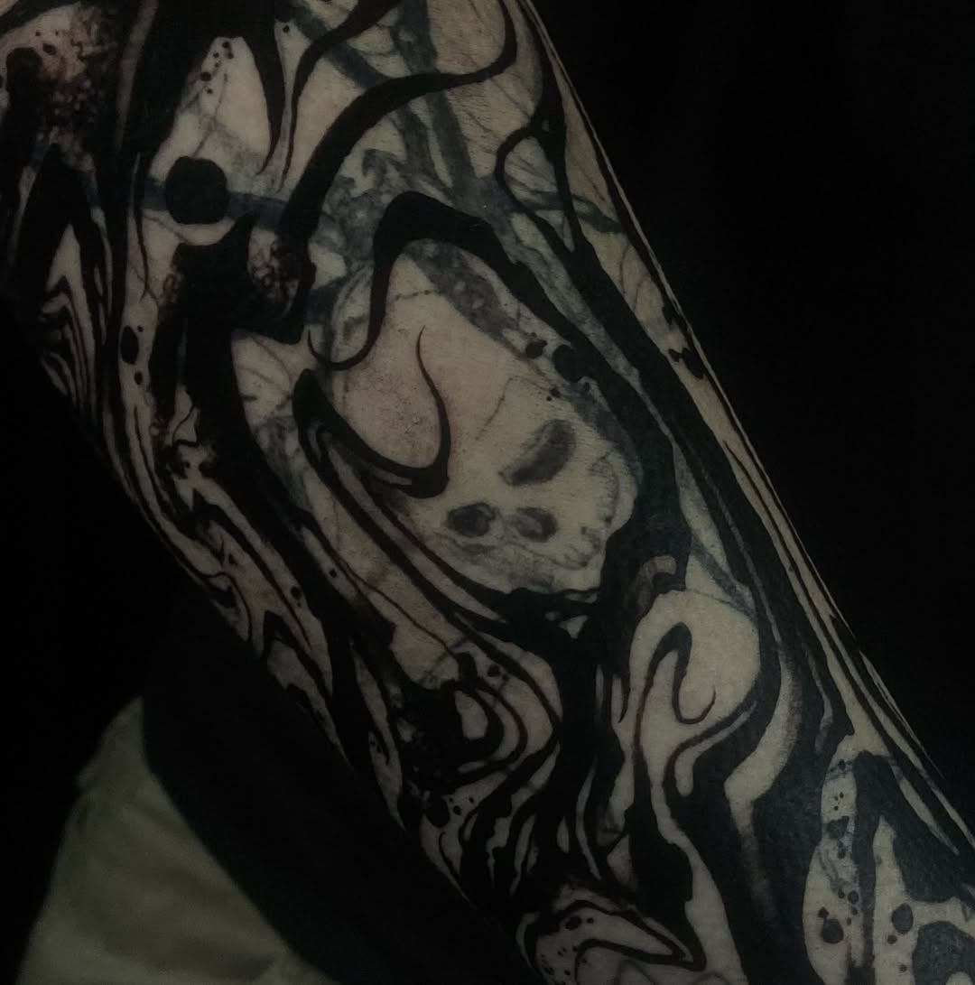 Tattoo by @baptism_black โ blackwork, dark_realism
