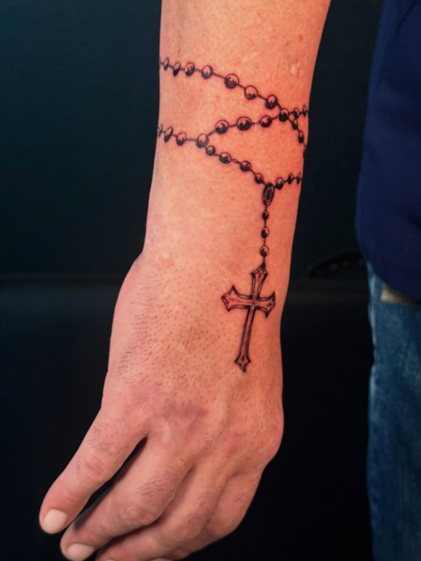 Rosary black and grey tattoo on the forearm by πΎππ π π·ππ πππππ πΏπππππ π¬πππππ