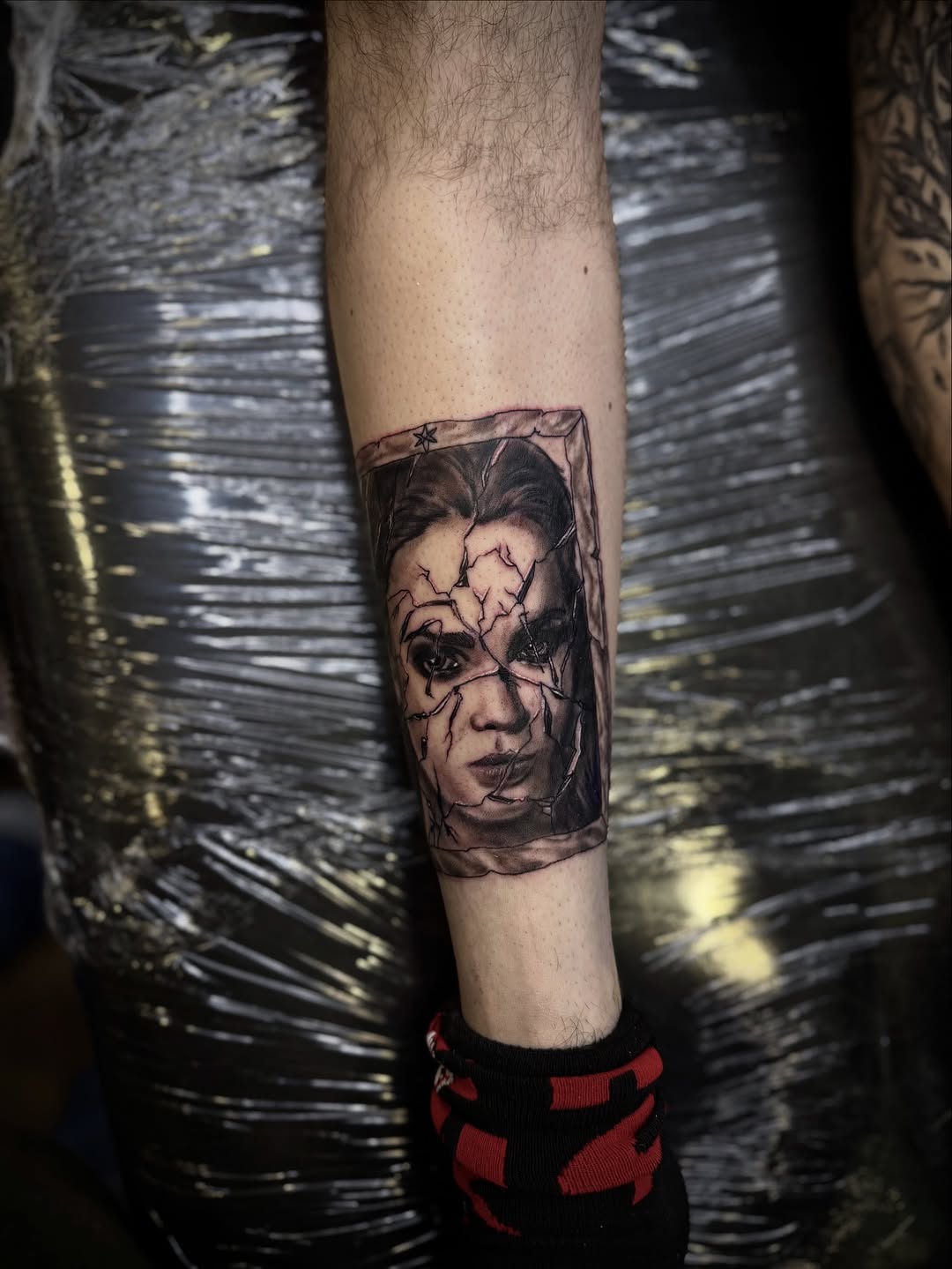 Tattoo by @oldfeatherfingers — realism, dark_realism