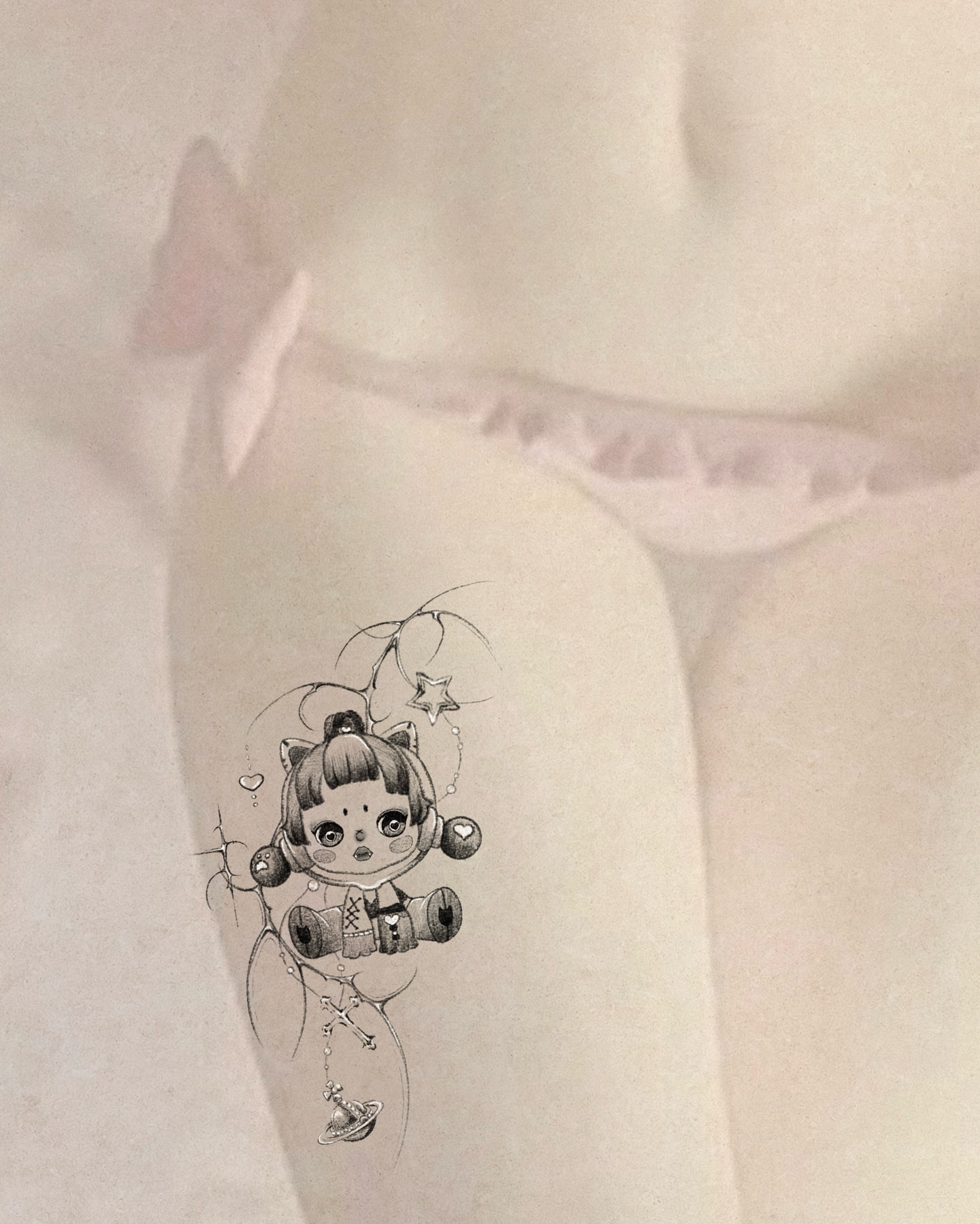 Anime character anime tattoo on the thigh by ๐๐๐๐๐๐