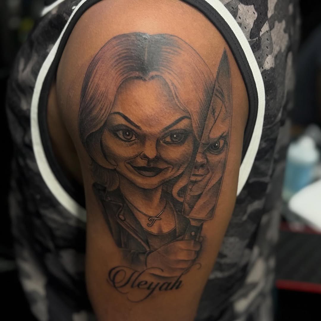Tattoo by @bonefaceink — dark_realism, lettering_script