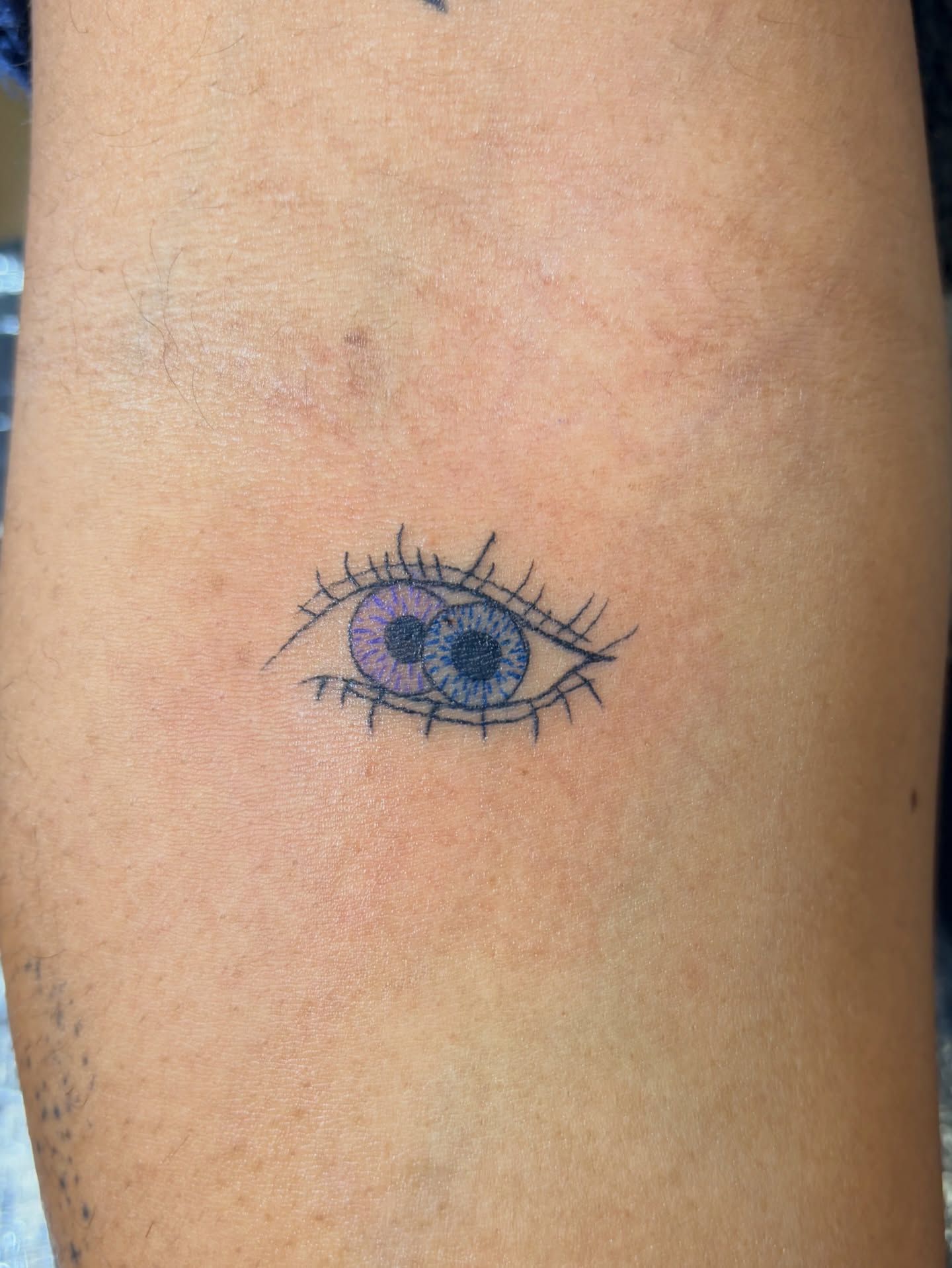 Eye dotwork tattoo on the forearm by Inky Birdz Tattoos