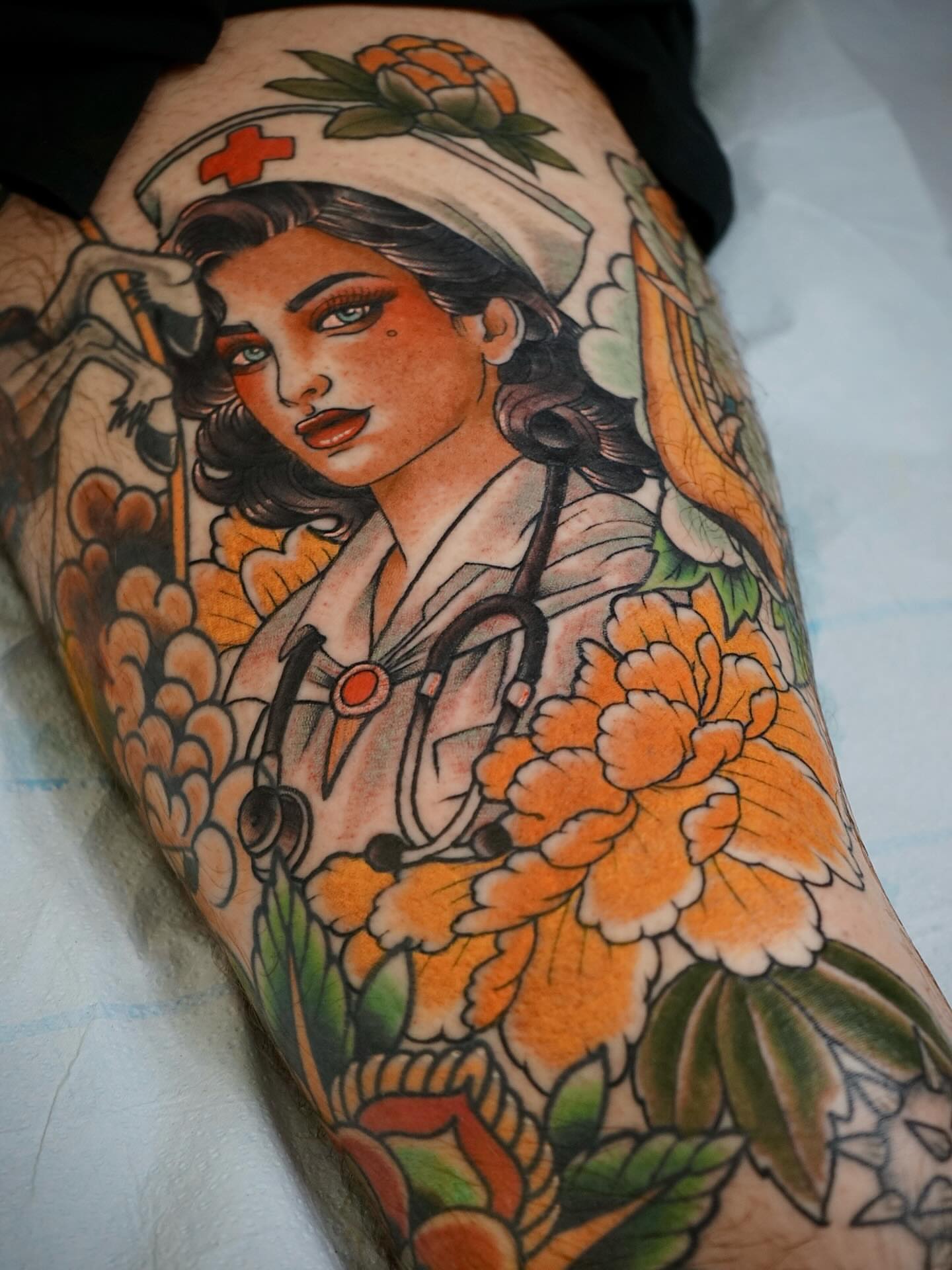 Tattoo by @tylerharringtontattoos — american_traditional, realism