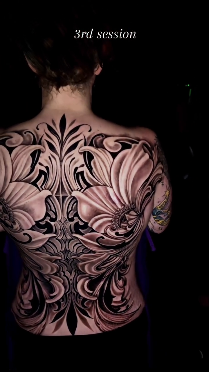 Ornamental back tattoo tribal tattoo on the back by Jack Daniel Knowlden
