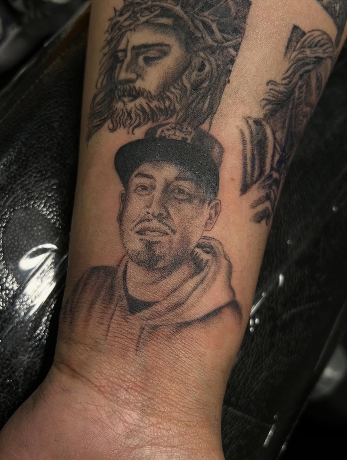 Tattoo by @mena_tats — realism, black_and_grey