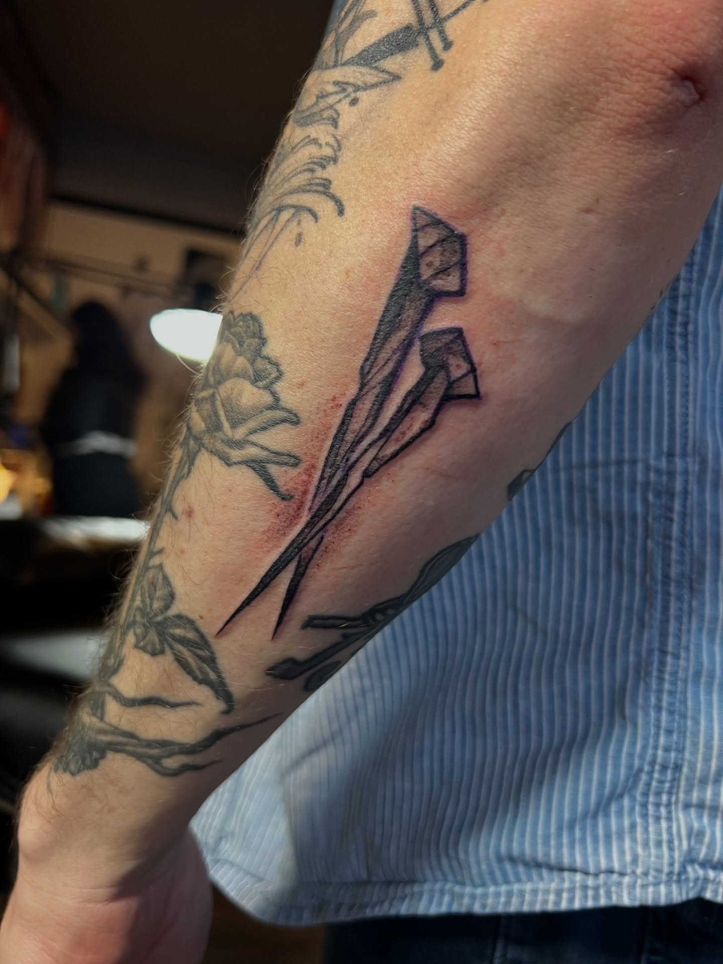 Airplane black and grey tattoo on the forearm by Owen Smith -OEOS- SF