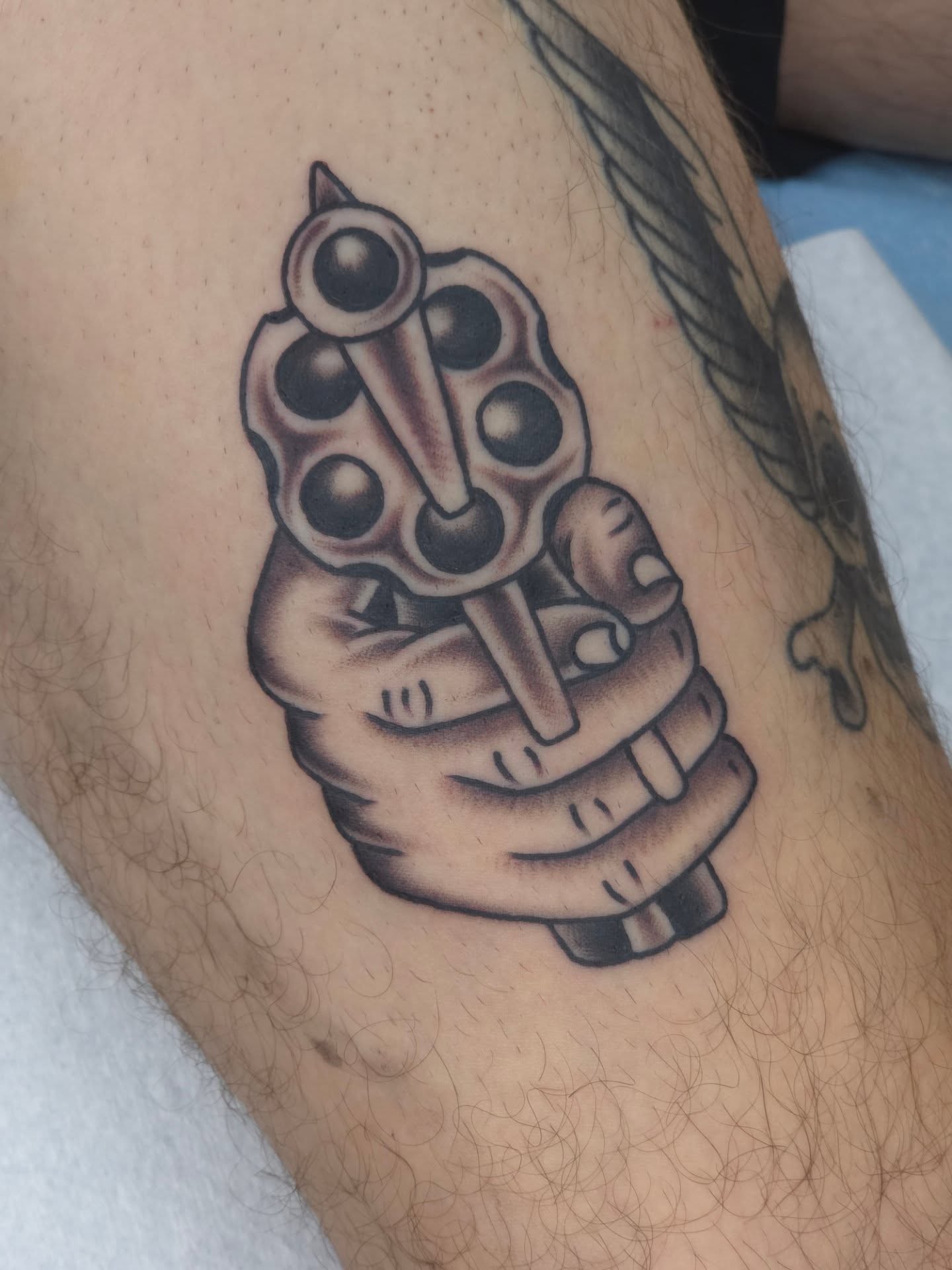 Tattoo by @claytontattooer — black_and_grey