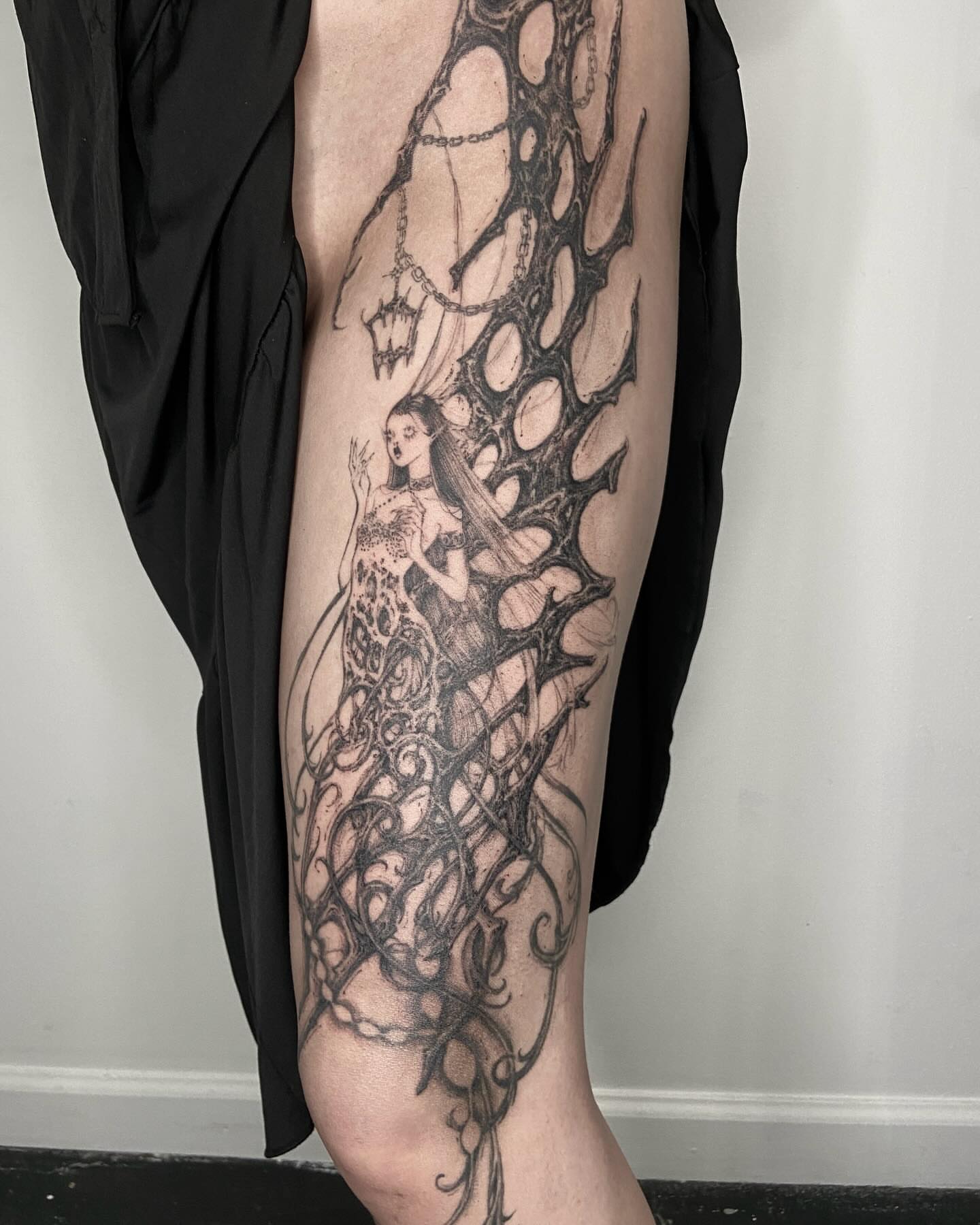 Tattoo by @friedraven_tattoo โ black_and_grey, illustrative