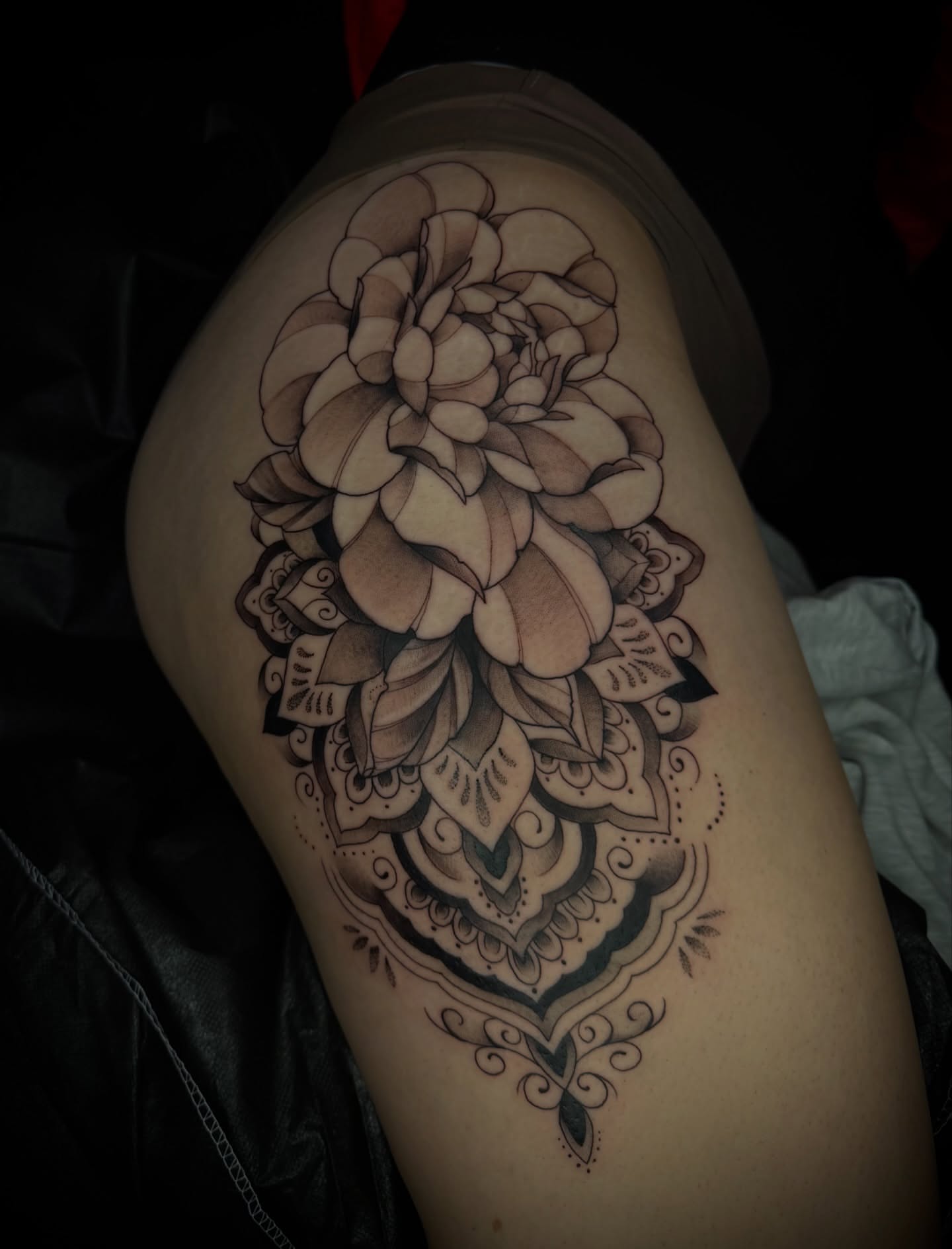 Tattoo by @new_erah_design — black_and_grey, ornamental