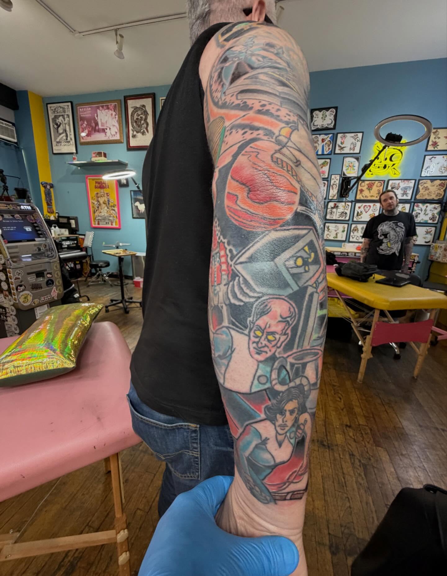 Tattoo by @cyborgbrains — american_traditional, dotwork