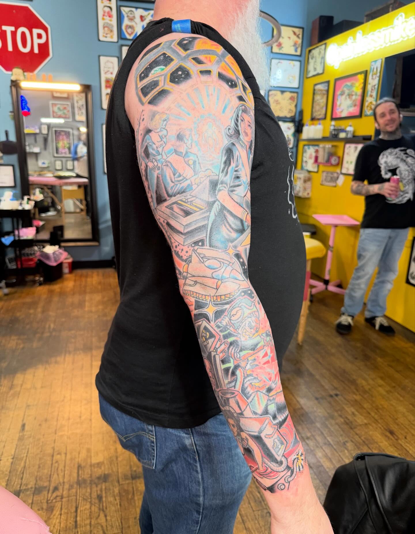Tattoo by @cyborgbrains — american_traditional, dotwork