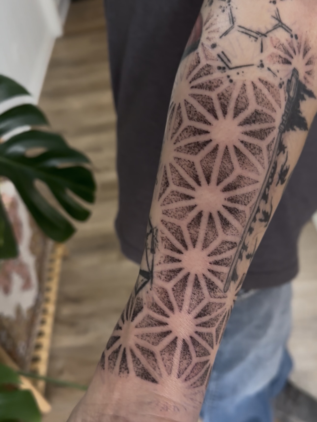 Geometric pattern geometric tattoo on the forearm by Allexis