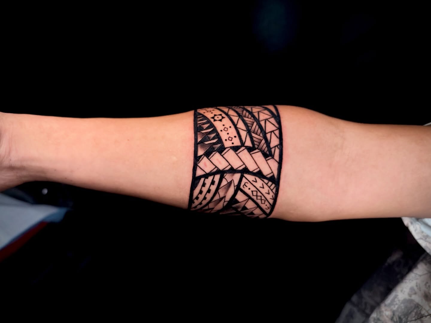 Tribal armband tribal tattoo on the forearm by John Ayson, Murrieta, California
