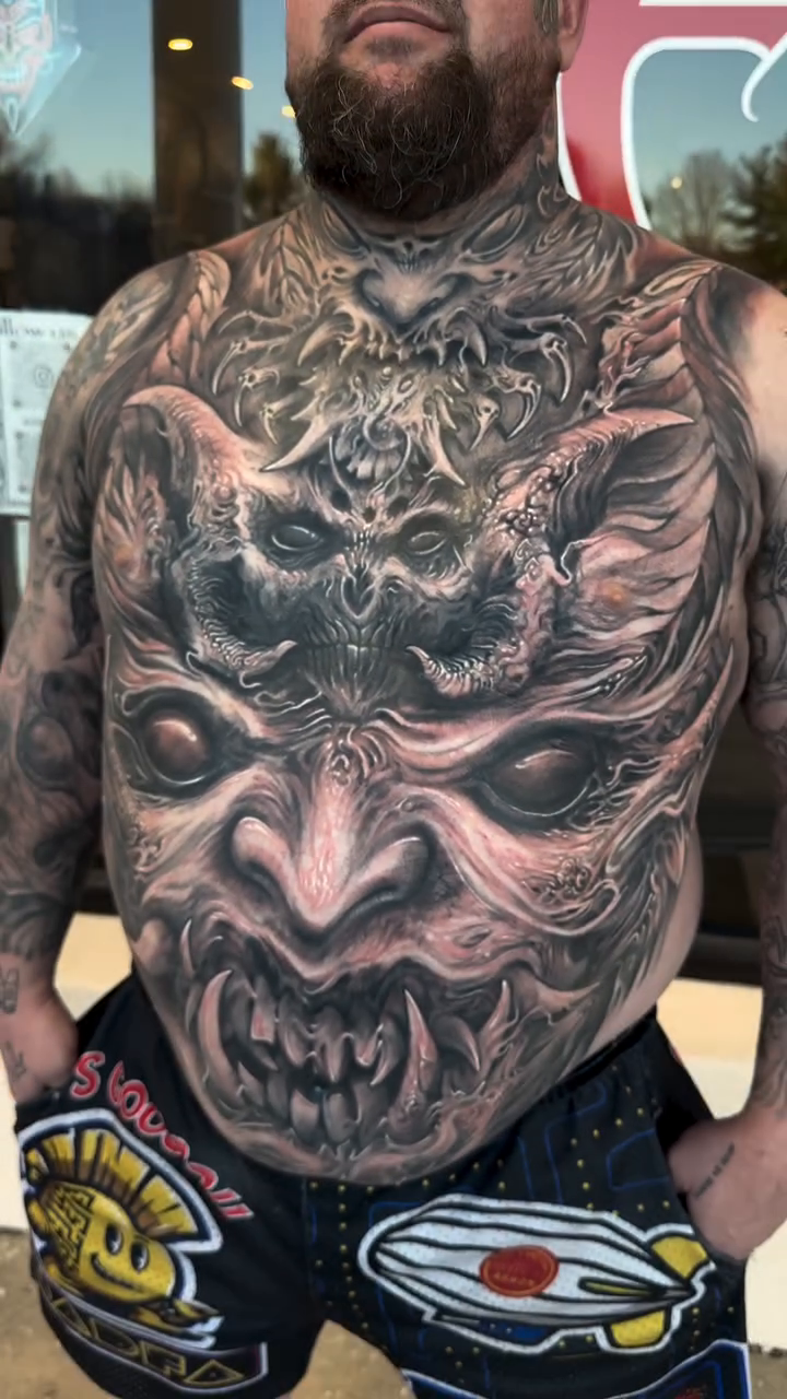 Demonic face dark realism tattoo by π΅ππππ π―πππππππ