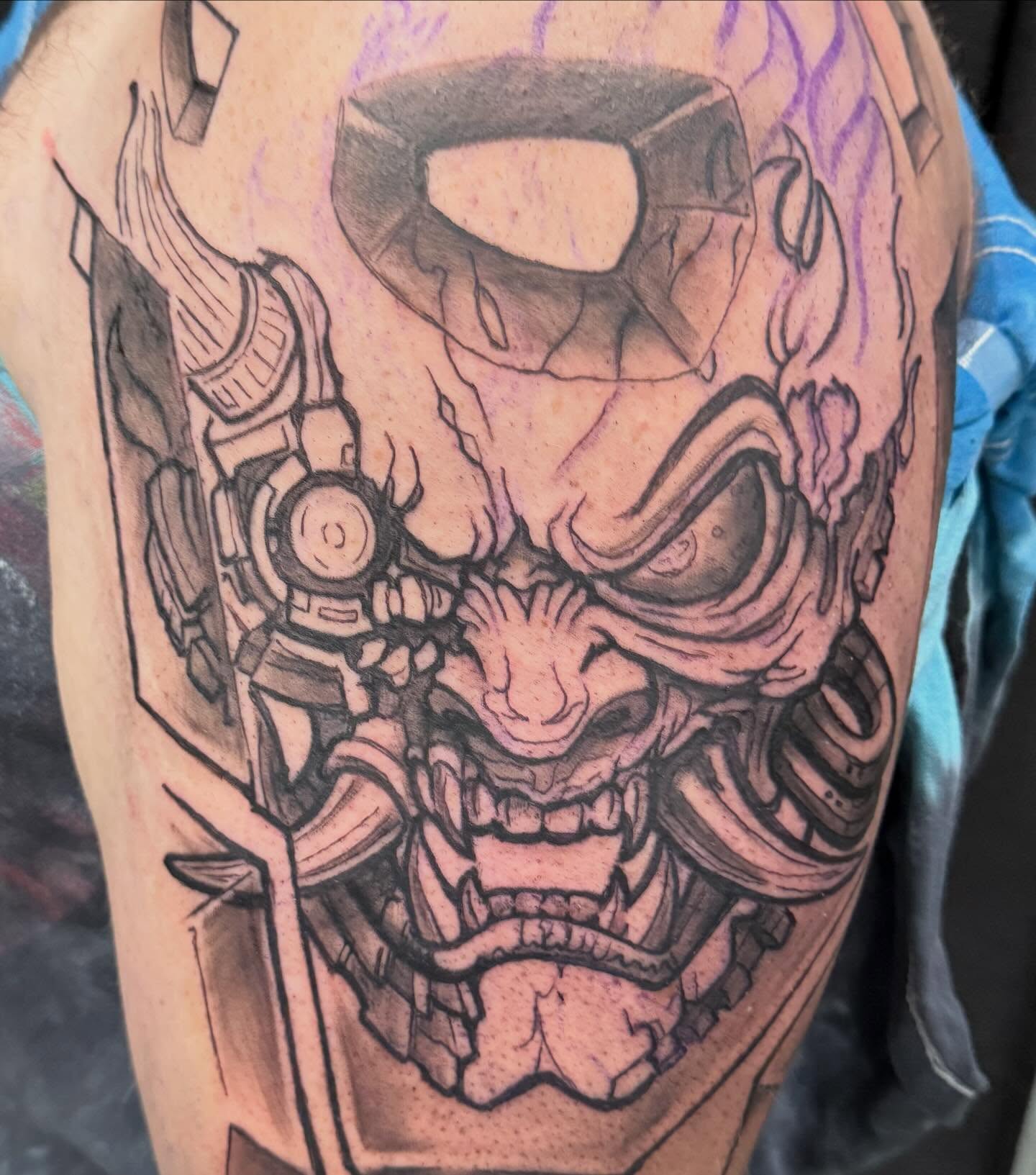 Cyborg skull realism tattoo on the forearm by Devon Beyer, Mission, Kansas