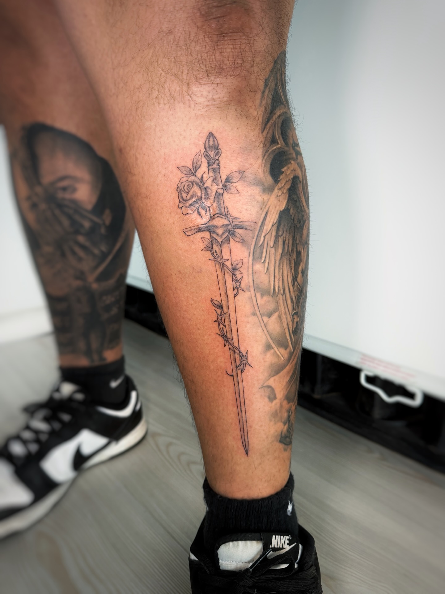 Tattoo by @loaftatts — black_and_grey, realism