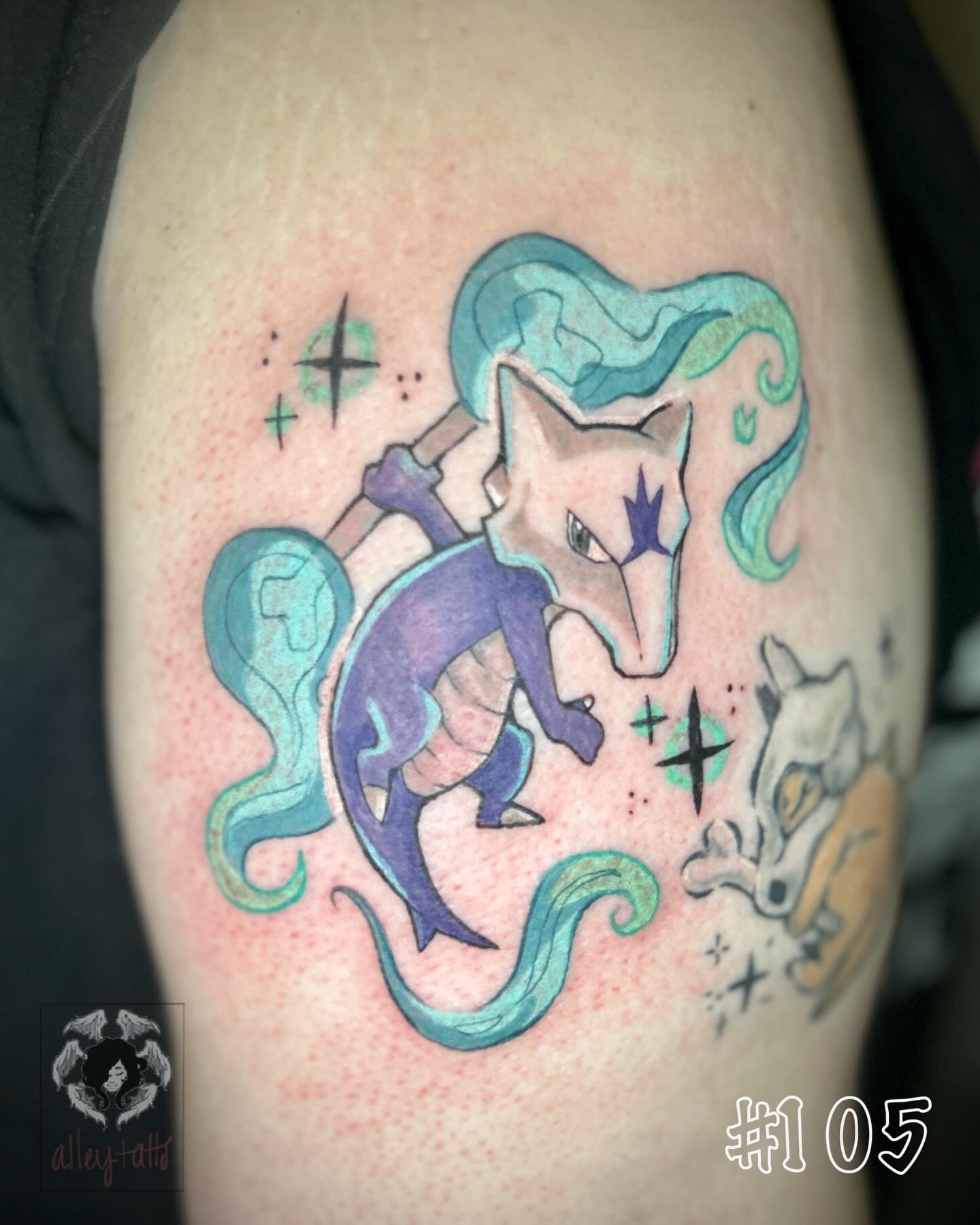 Tattoo by @alleytatts_ — dotwork, watercolor