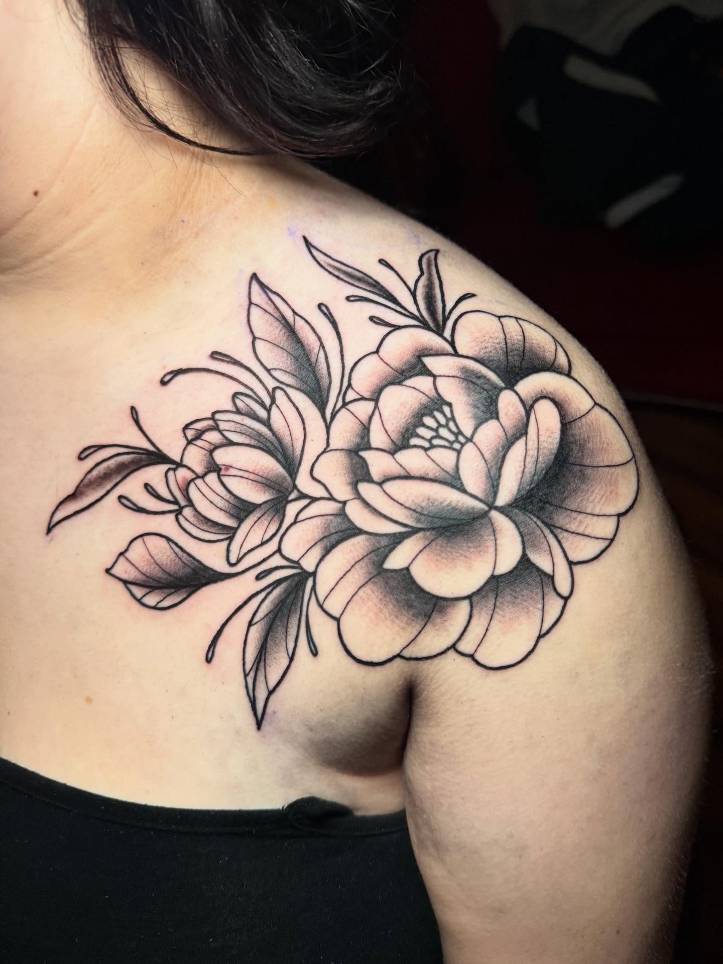Tattoo by @emilylestrangetattoos — black_and_grey