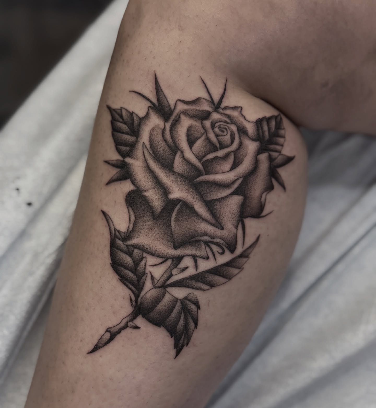 Tattoo by @welpfu — black_and_grey
