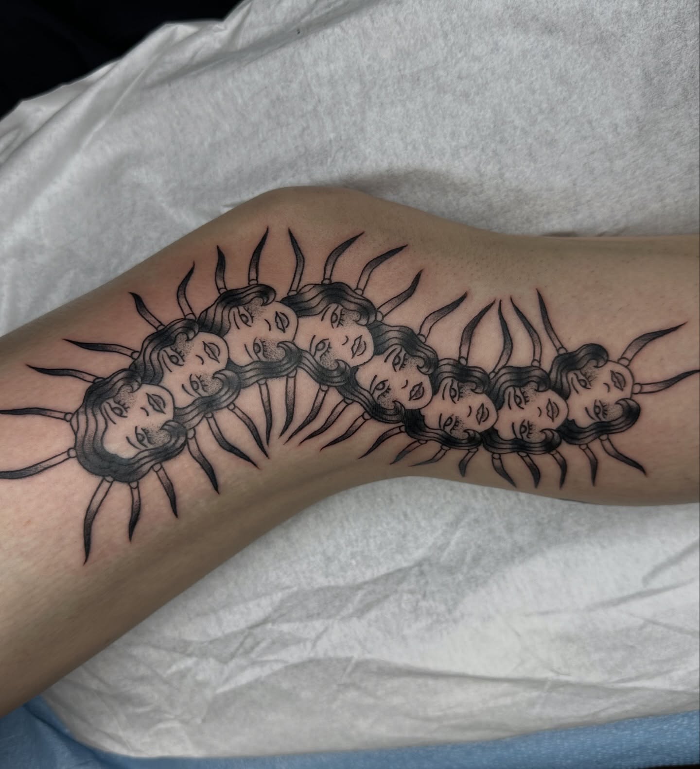 Centipede black and grey tattoo on the forearm by sechi