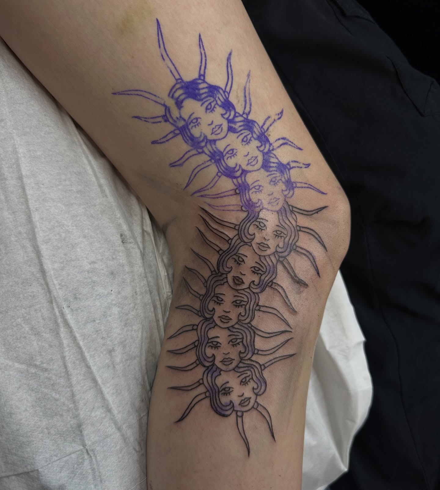 Multi-headed woman neo-traditional tattoo on the forearm by sechi
