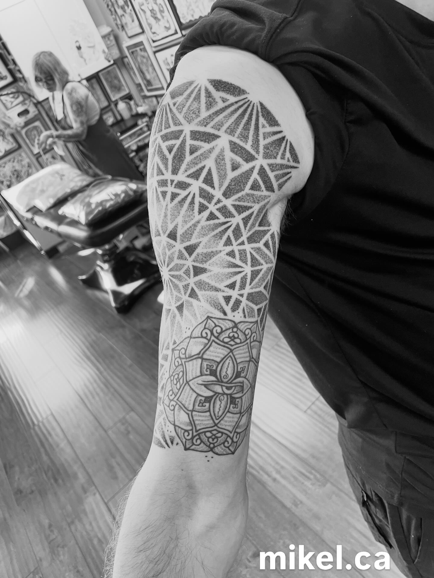 Geometric pattern geometric tattoo on the forearm by mikel_tattoosangha