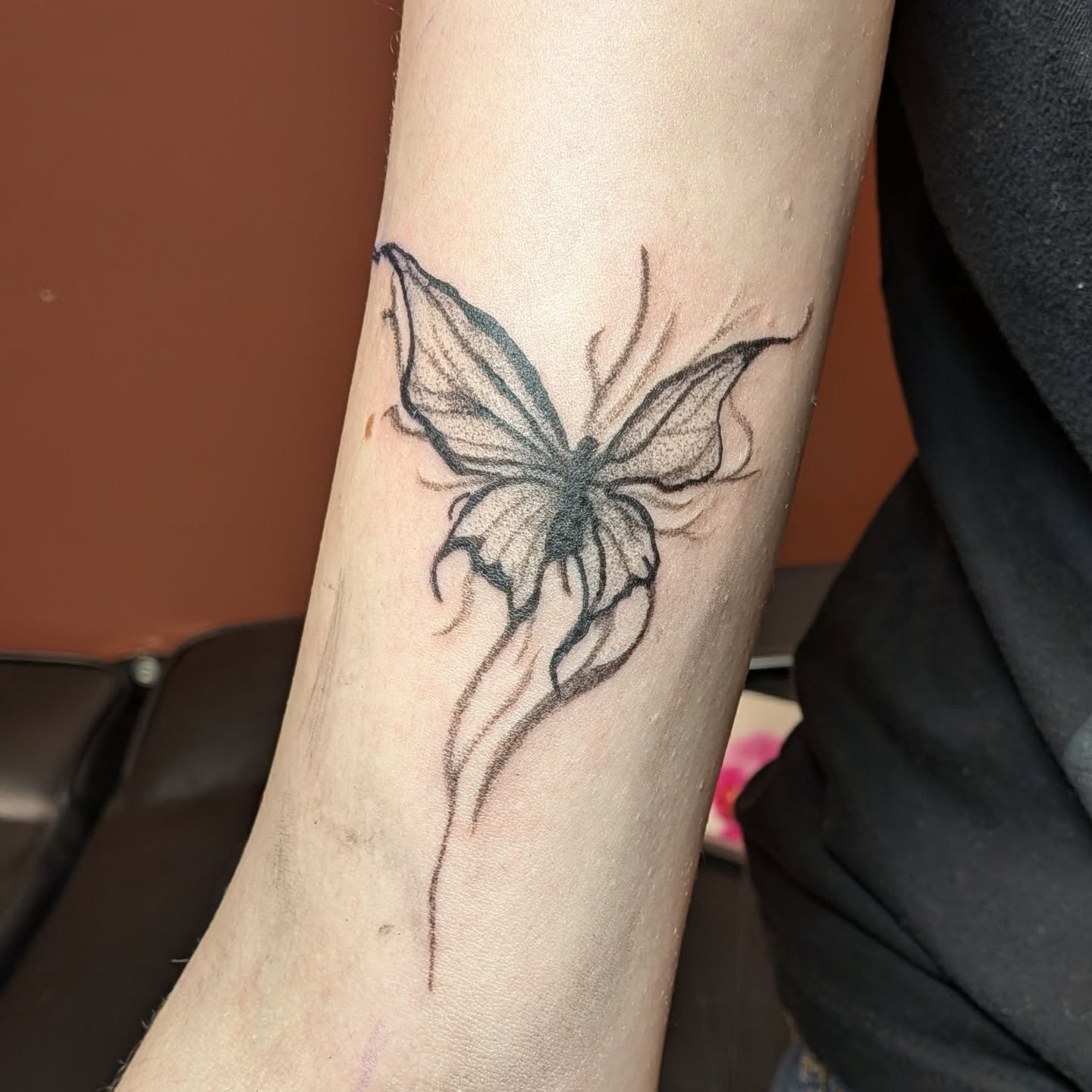 Butterfly dotwork tattoo on the forearm by Kam