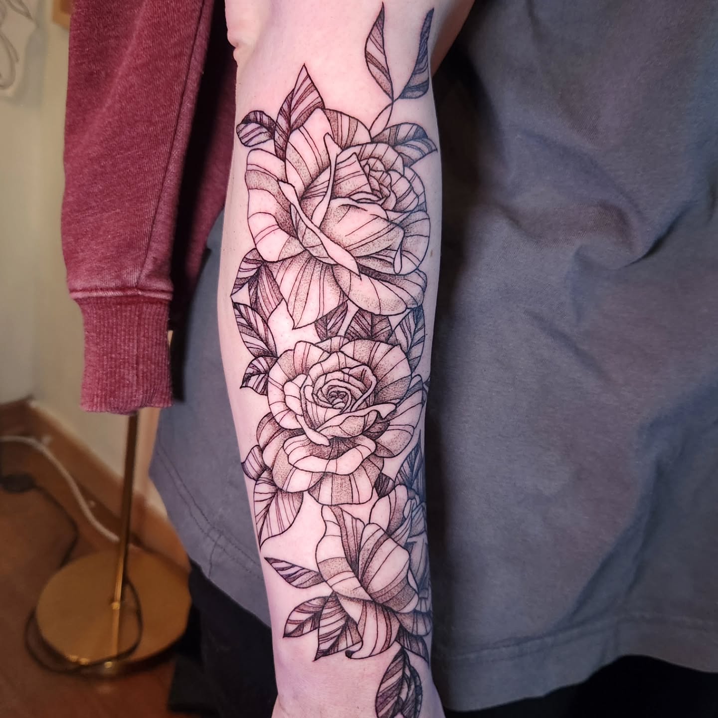 Tattoo by @bongobodyart — dotwork, black_and_grey