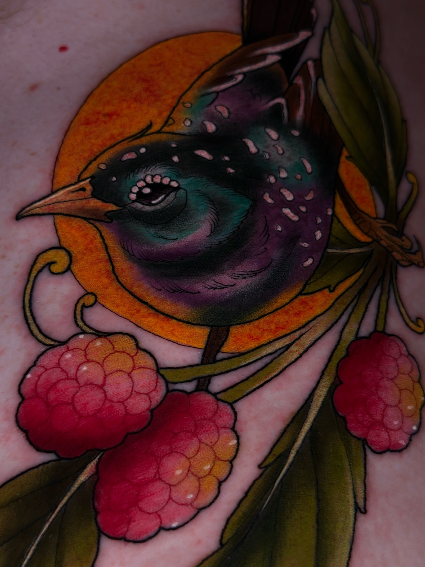 Bird and berries dotwork tattoo by Rebecca Joy ❋ Tattoo Artist