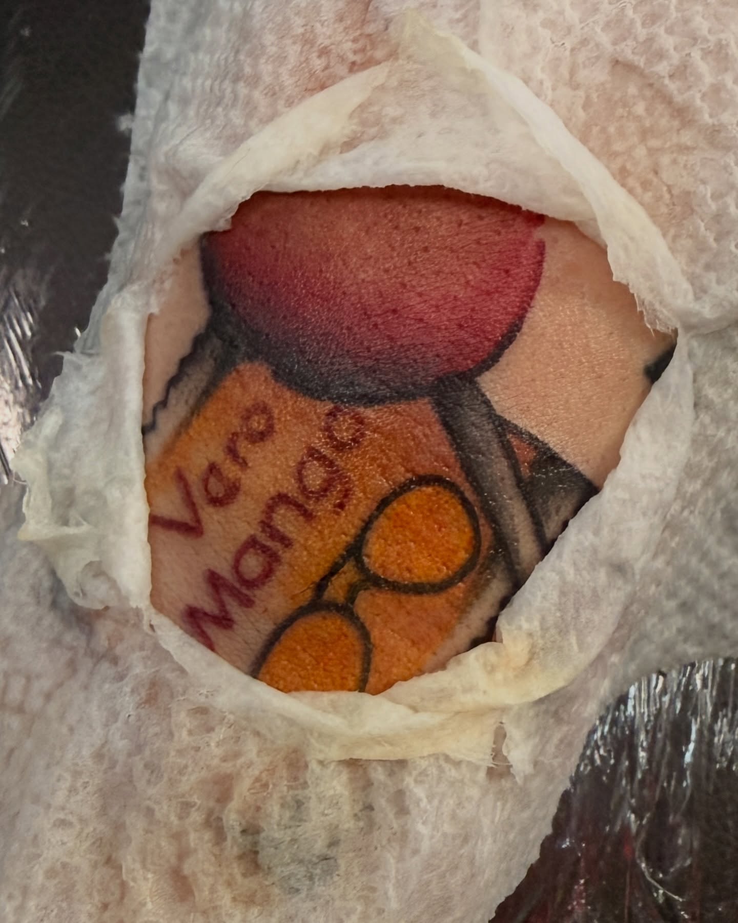 Mango American traditional tattoo on the forearm by Penny D Tattoos