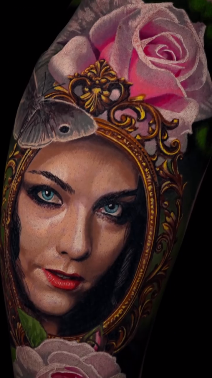 Woman and mirror realism tattoo by B R A D C H A R L e S