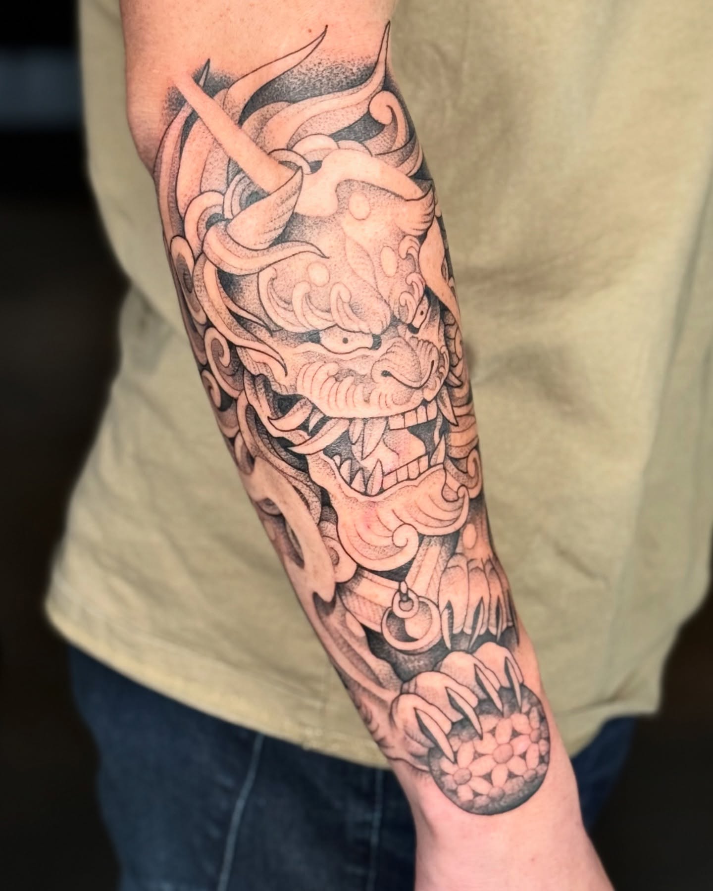 Tattoo by @milesromerotattoos — dotwork, black_and_grey