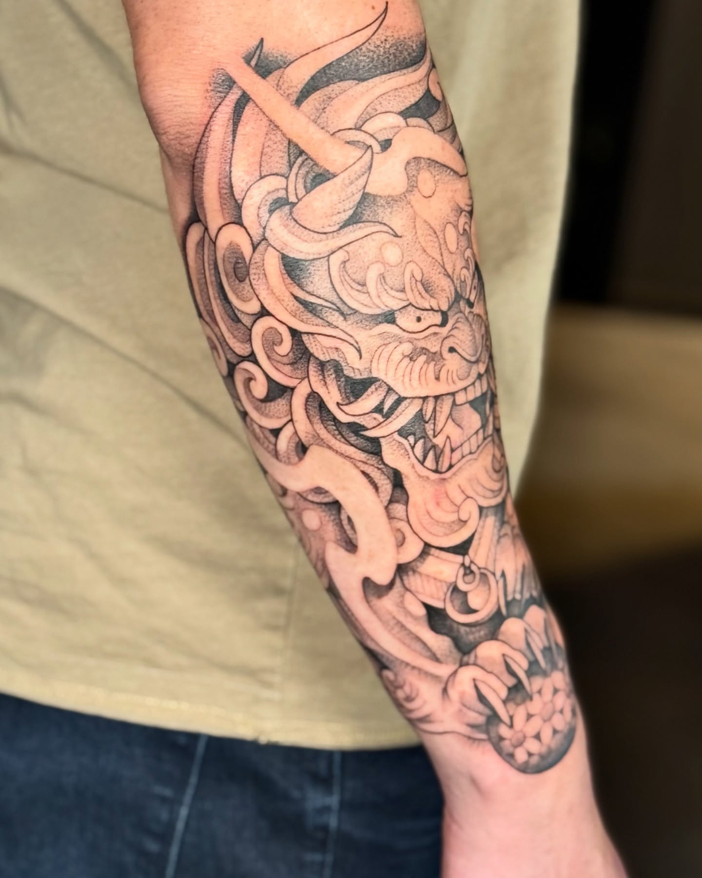 Tattoo by @milesromerotattoos — dotwork, black_and_grey