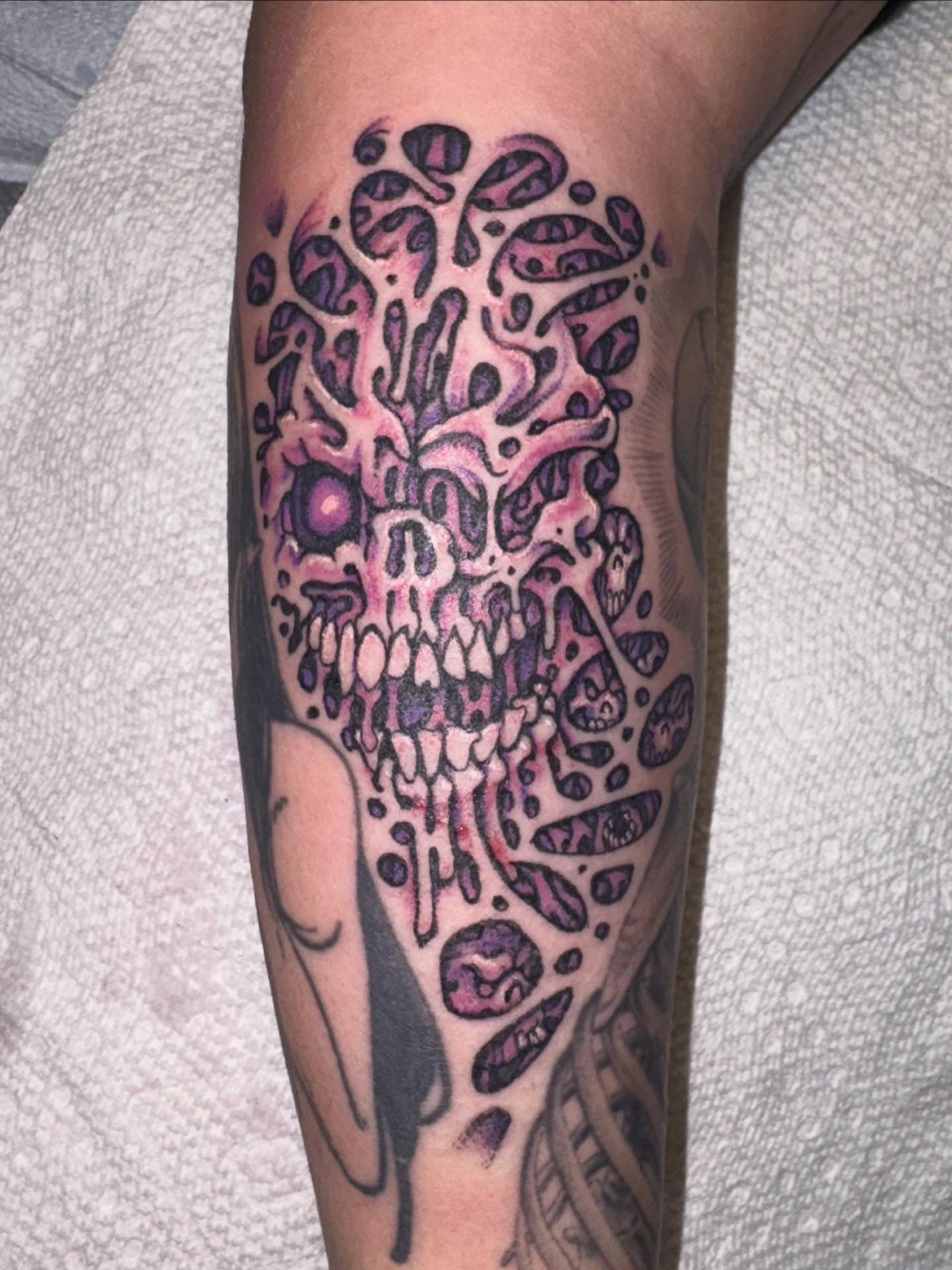 Tattoo by @fried_world — dotwork, surrealism