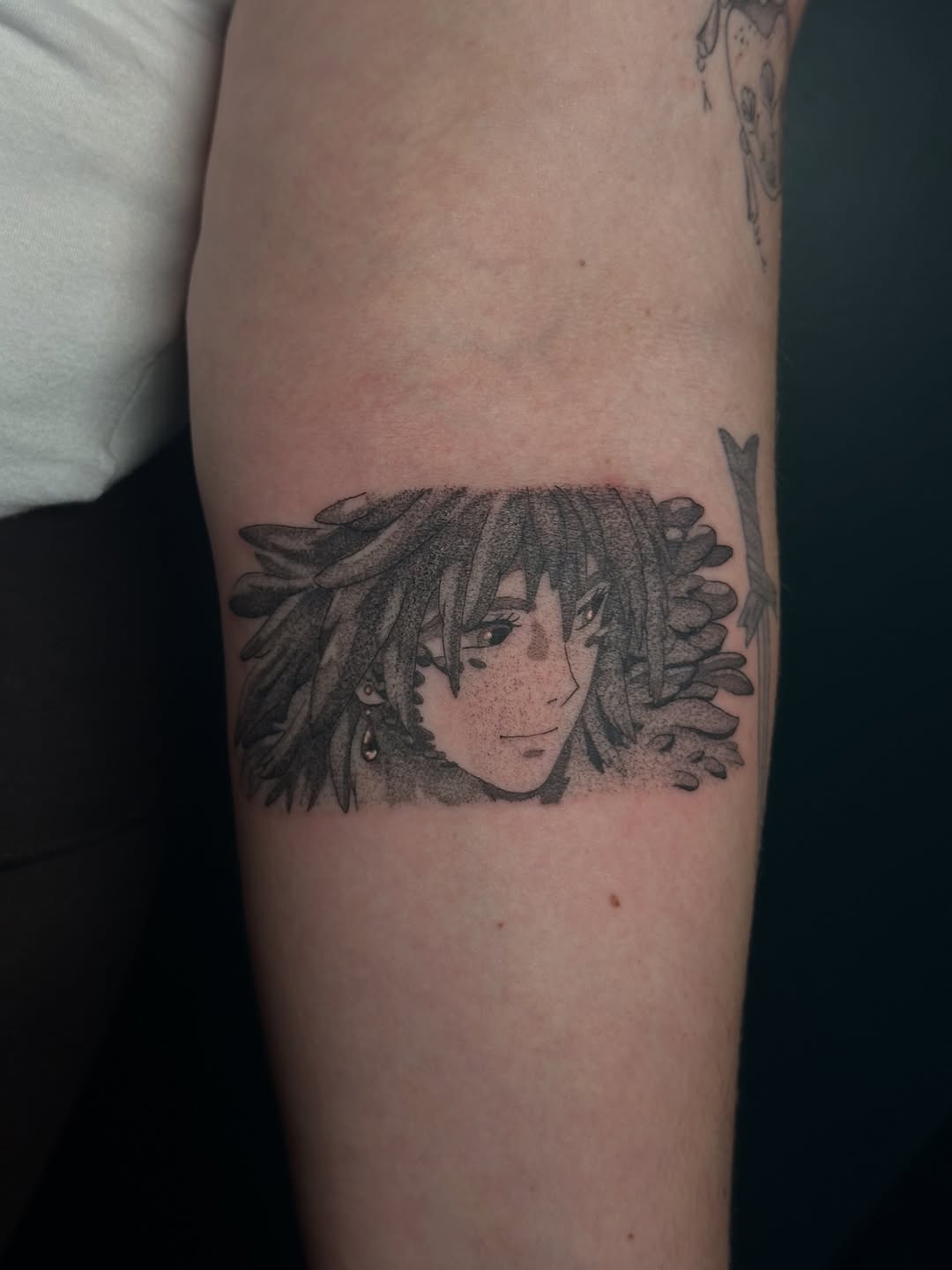 Tattoo by @inkygremlin — anime, dotwork