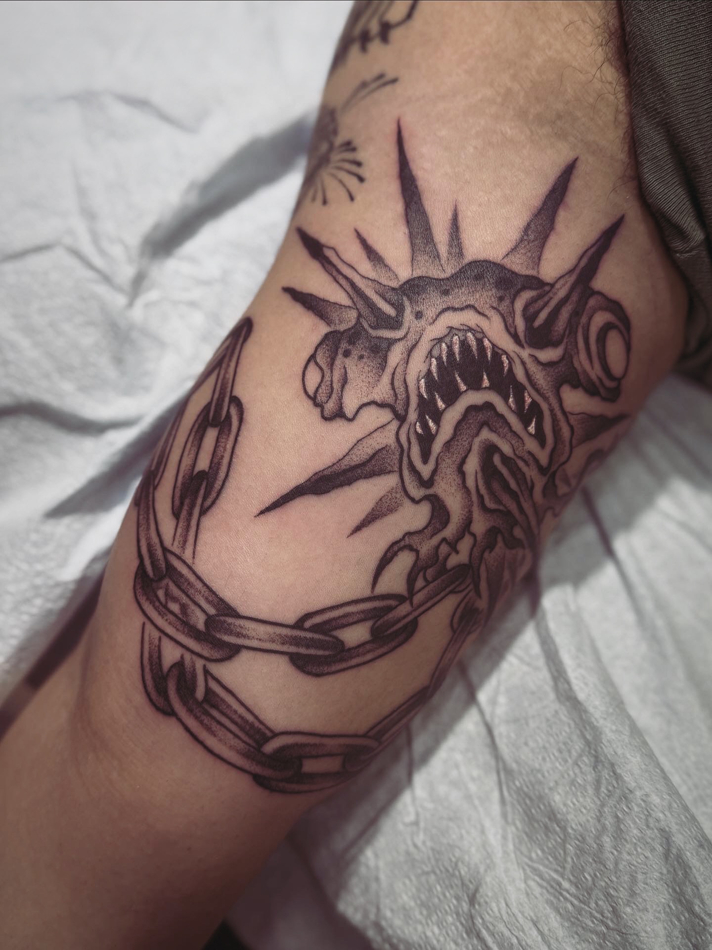 Tattoo by @welpfu — dotwork, dark_realism