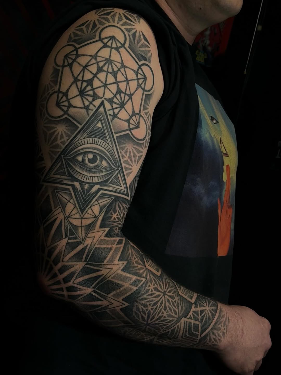 Tattoo by @rxr.dreadzilla — geometric, black_and_grey