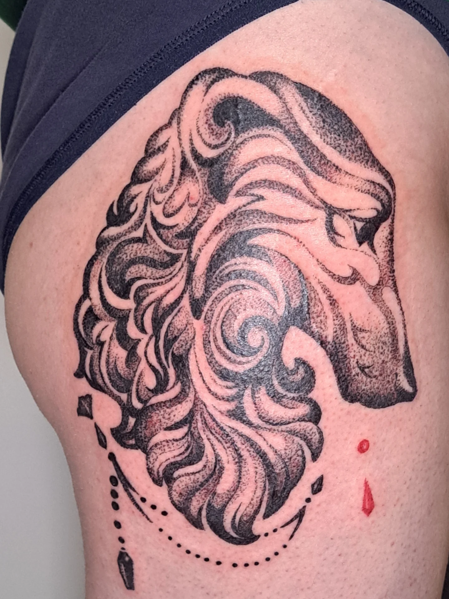 Tattoo by @dogranchtattoo — dotwork