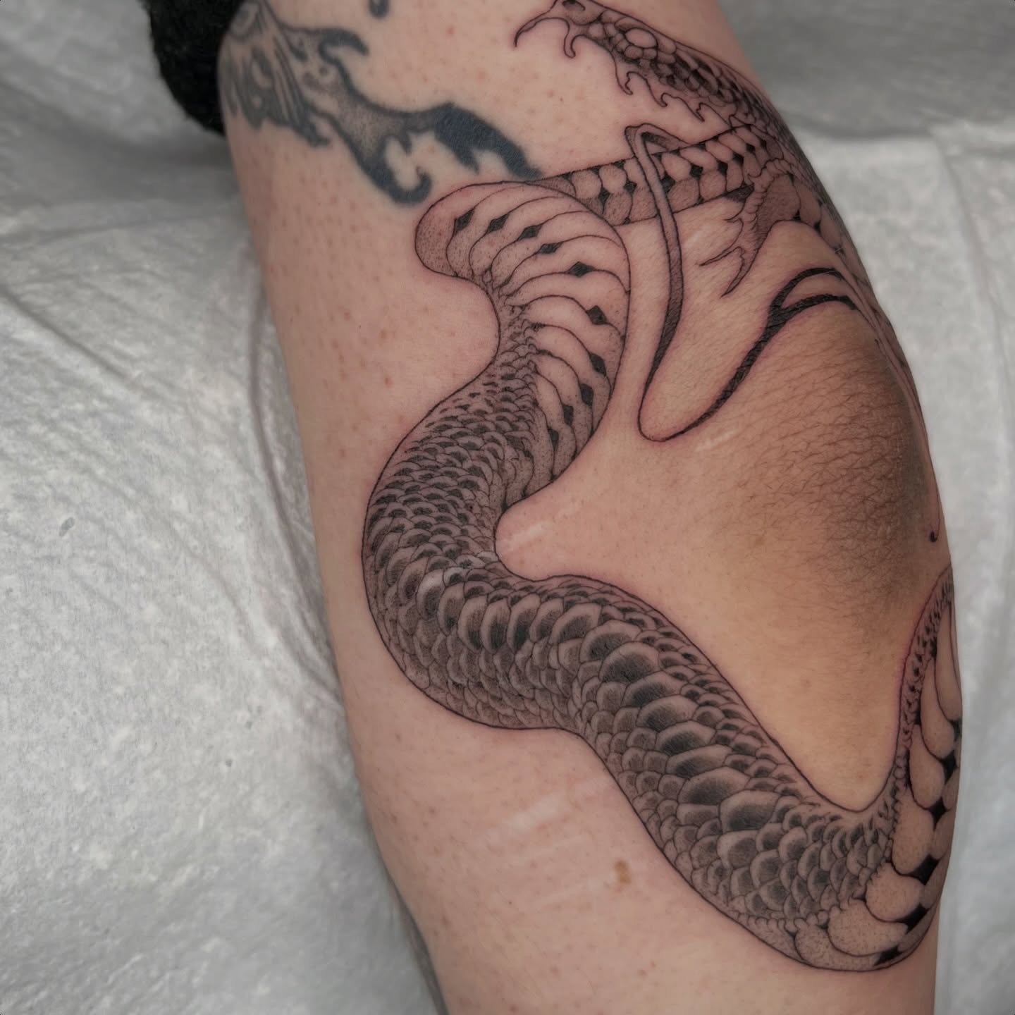 Tattoo by @revoltingworship β black_and_grey